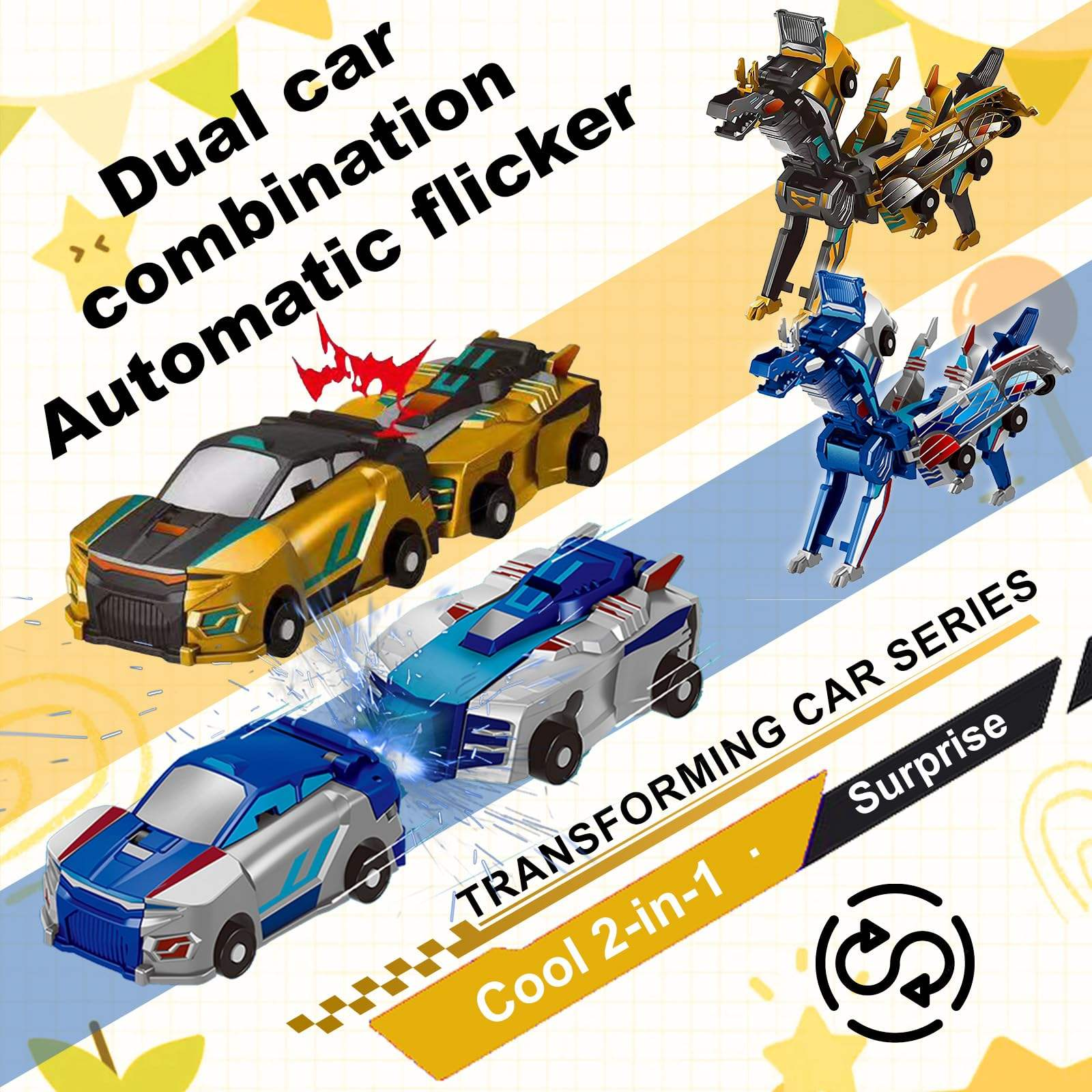 2-in-1 Transforming Robot Dragon Car Toy