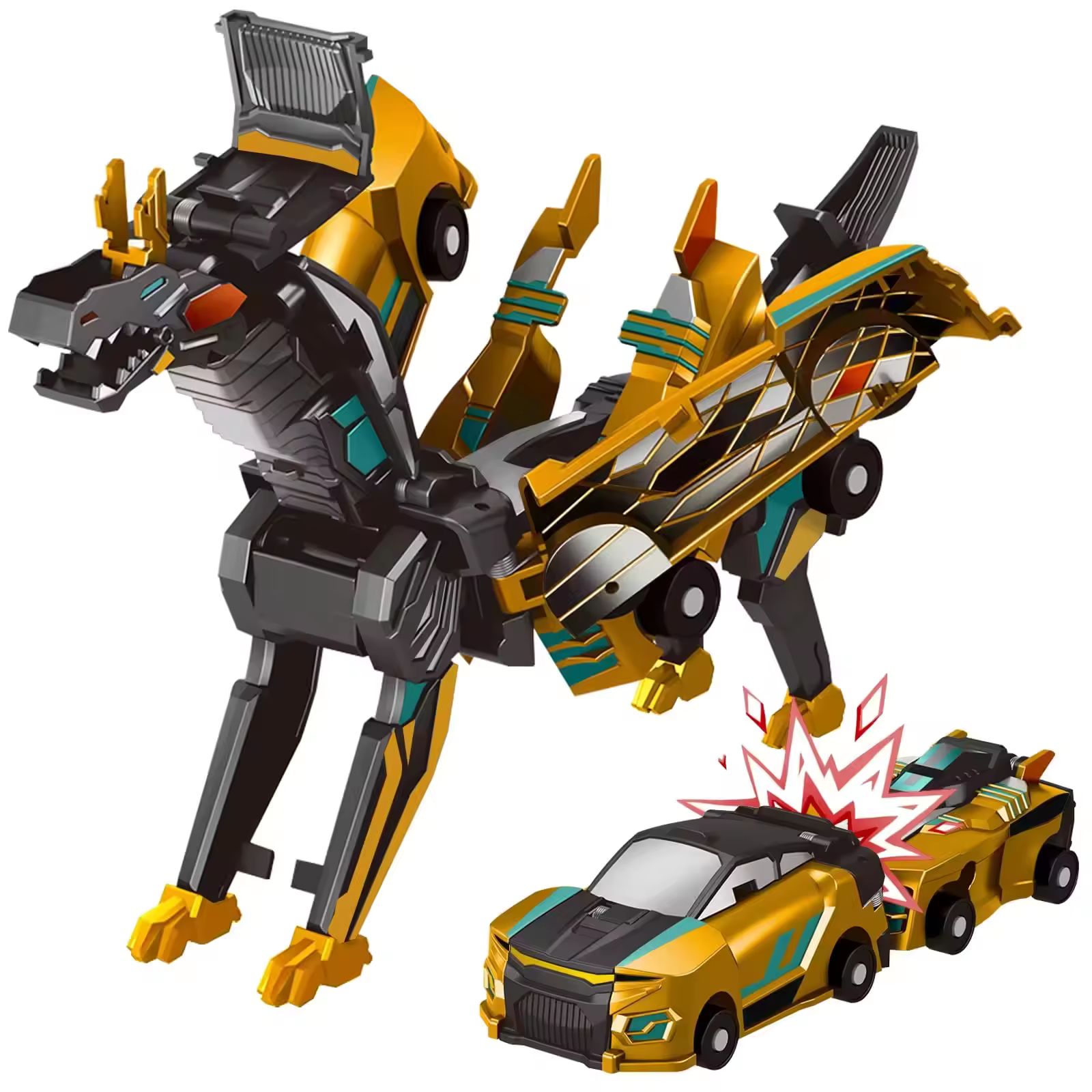 2-in-1 Transforming Robot Dragon Car Toy